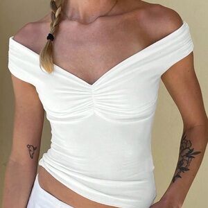 SHEIN Off-Shoulder White Crop Top